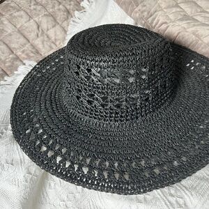 Elegant Black Woven Sun Hat